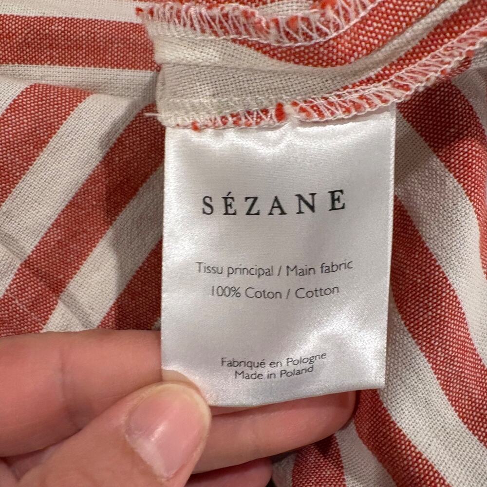 Sezane Alexandrie Dress Red White Stripe Tie Waist Shirt Dress EU 36 US 4 - Picture 7 of 8